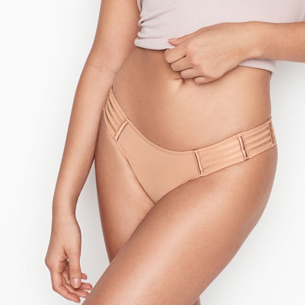 VS XL Mesh Cheekini Panty Champagne NWT Cheeky Cheekies Panties Underwear Mesh